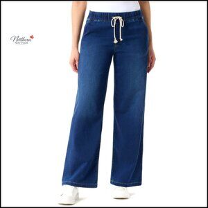 Relaxed Wide Leg Pull-On Jeans, Drawstring Waist, 31" Inseam